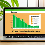 SEO Success**

A vibrant, green graph trending sharply upwards, superimposed on a clean, modern website landing page featuring a smiling customer. The website's URL subtly incorporates relevant keywords. Sunlight streams in from a nearby window illuminating a desk with a laptop and a cup of coffee, symbolizing the long-term effort and payoff of SEO. Text overlay: "SEO: Planting Seeds for Long-Term Growth."

**