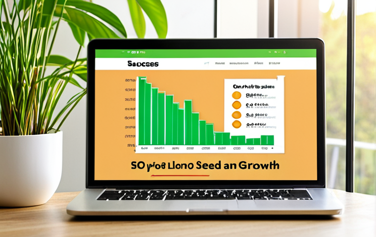 SEO Success**
A vibrant, green graph trending sharply upwards, superimposed on a clean, modern website landing page featuring a smiling customer. The website's URL subtly incorporates relevant keywords. Sunlight streams in from a nearby window illuminating a desk with a laptop and a cup of coffee, symbolizing the long-term effort and payoff of SEO. Text overlay: "SEO: Planting Seeds for Long-Term Growth."
**
