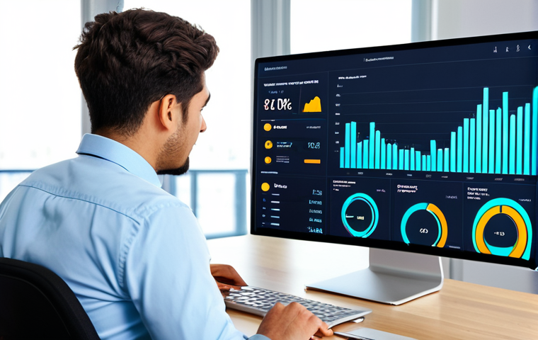 Data Analysis Dashboard**
"A brightly lit, modern office with a data analyst working at a large monitor displaying a complex data dashboard. The dashboard features charts showing website conversion rates, customer lifetime value, and engagement metrics. The analyst is a young professional, fully clothed in business casual attire. The scene should convey a sense of insightful discovery and data-driven decision making. Safe for work, appropriate content, professional setting, perfect anatomy, well-formed hands, natural proportions, fully clothed, modest. High quality, realistic rendering."
**