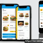 모바일 최적화로 디지털 마케팅 효과 증대 - A modern mobile user interface showcasing a responsive e-commerce website on various smartphone scre...