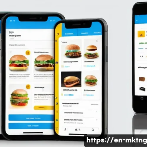 모바일 최적화로 디지털 마케팅 효과 증대 - A modern mobile user interface showcasing a responsive e-commerce website on various smartphone scre...