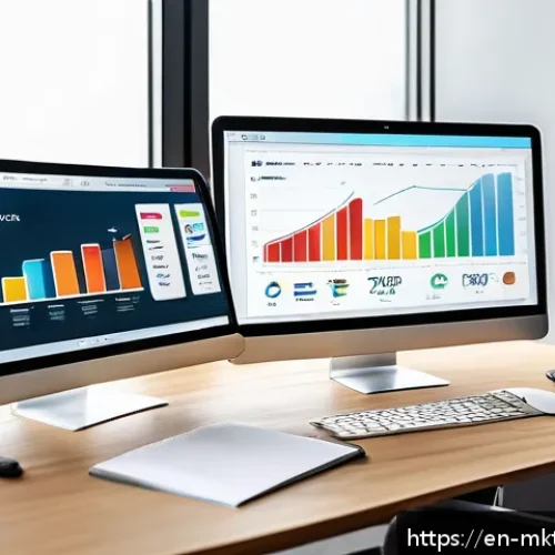 Home 30 소셜 미디어 리포트 작성 방법 - A modern digital marketing office scene featuring a large computer monitor displaying colorful, deta...