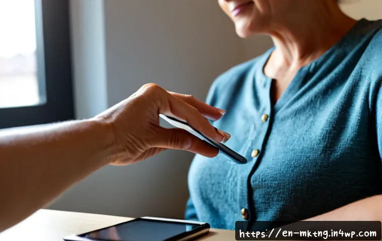 모바일 사용자 경험 개선을 위한 전략 - Photorealistic close-up of a middle-aged woman comfortably using a modern smartphone with one hand w...